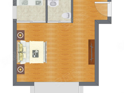 1室0厅 43.79平米户型图