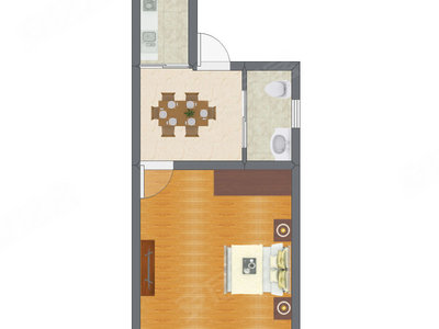 1室1厅 33.50平米