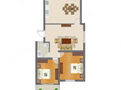 2室1厅 68.90平米