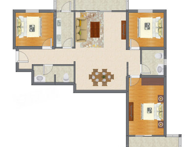 3室2厅 128.86平米