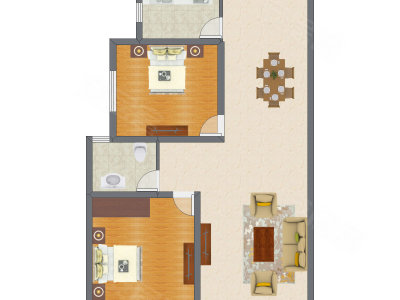 2室2厅 101.40平米户型图