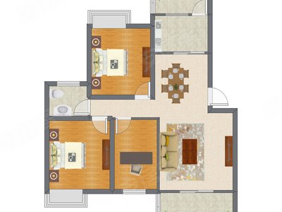 3室2厅 86.00平米