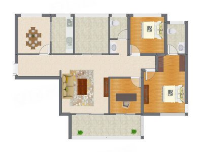 3室2厅 99.04平米