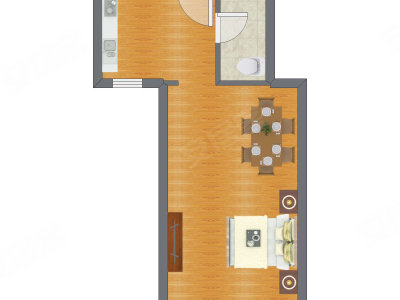 1室0厅 49.26平米户型图