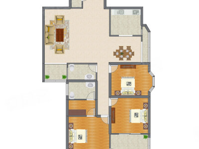 3室2厅 187.82平米户型图
