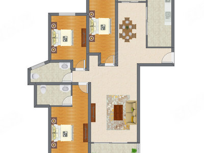 3室2厅 159.98平米