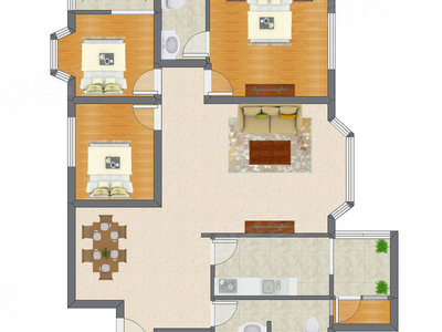 3室2厅 135.56平米户型图