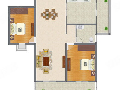 2室2厅 103.69平米