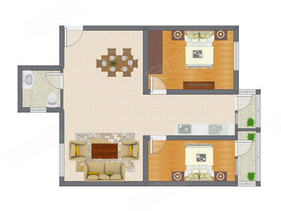 2室1厅 96.45平米