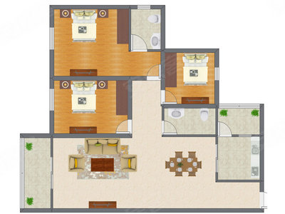 3室2厅 99.60平米