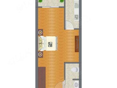 1室0厅 55.58平米户型图