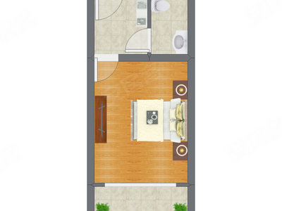 1室0厅 31.82平米户型图
