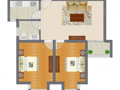 2室1厅 79.42平米户型图