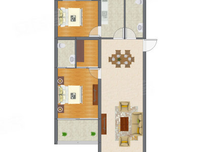 2室2厅 108.53平米户型图