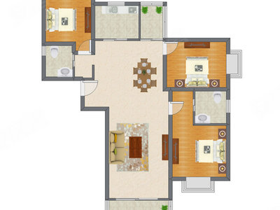 3室2厅 144.73平米