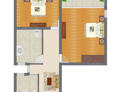 2室1厅 81.69平米户型图