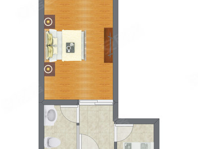 1室0厅 41.39平米户型图