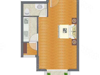 1室0厅 52.51平米户型图