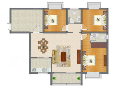 3室2厅 98.88平米
