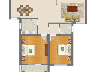 2室2厅 102.40平米户型图