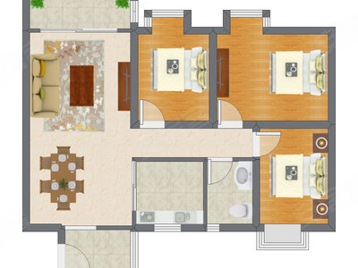 3室2厅 90.79平米户型图