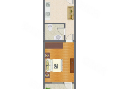 1室1厅 48.29平米户型图