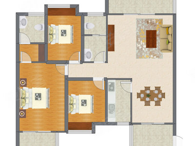 3室2厅 105.23平米
