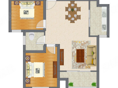 2室2厅 94.40平米户型图