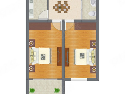 2室1厅 61.11平米