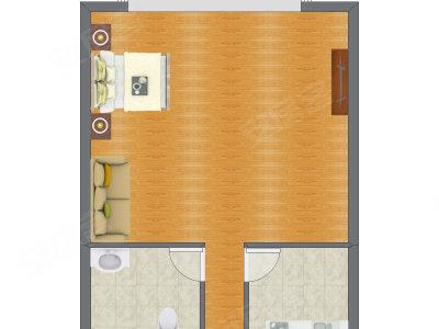 1室1厅 58.52平米户型图