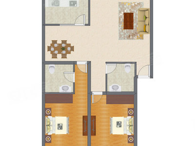 2室2厅 83.39平米