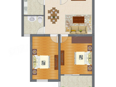 2室2厅 84.00平米户型图
