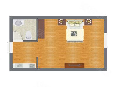 1室0厅 28.70平米户型图