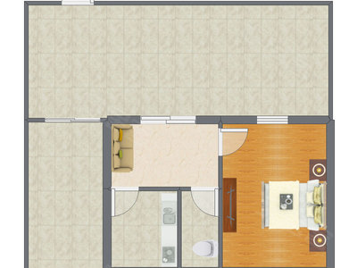 1室1厅 36.00平米户型图
