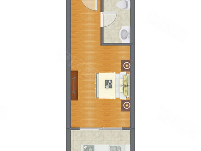1室0厅 41.65平米户型图