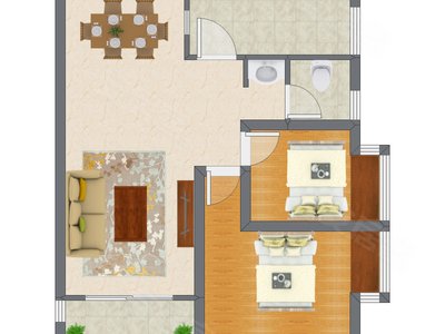 2室2厅 76.00平米