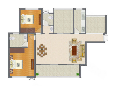 2室1厅 132.00平米户型图