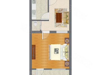 1室1厅 42.80平米户型图