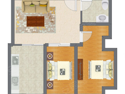 2室1厅 77.70平米户型图