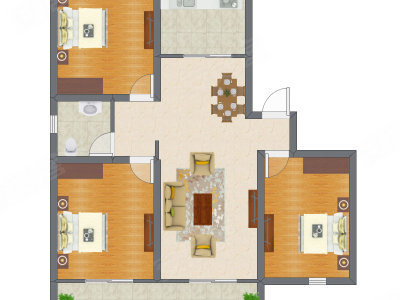 3室1厅 78.98平米