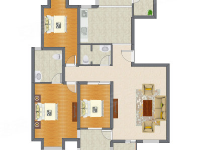 3室1厅 153.87平米户型图