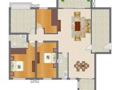 2室2厅 181.00平米户型图