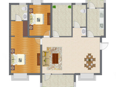 2室2厅 133.00平米