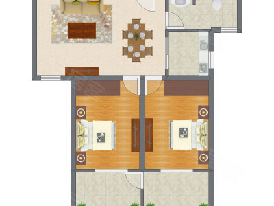 2室2厅 93.70平米户型图