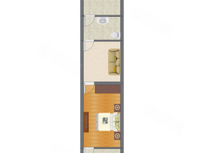 1室1厅 48.05平米户型图