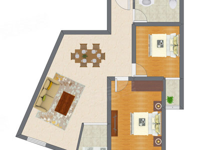 2室2厅 79.43平米户型图