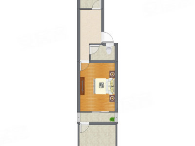 1室1厅 40.69平米