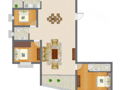 3室2厅 136.75平米户型图