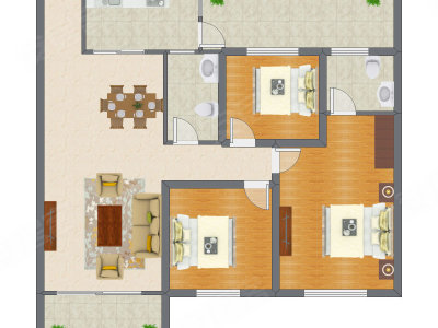 3室2厅 104.33平米户型图