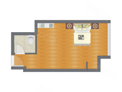 1室0厅 42.50平米户型图